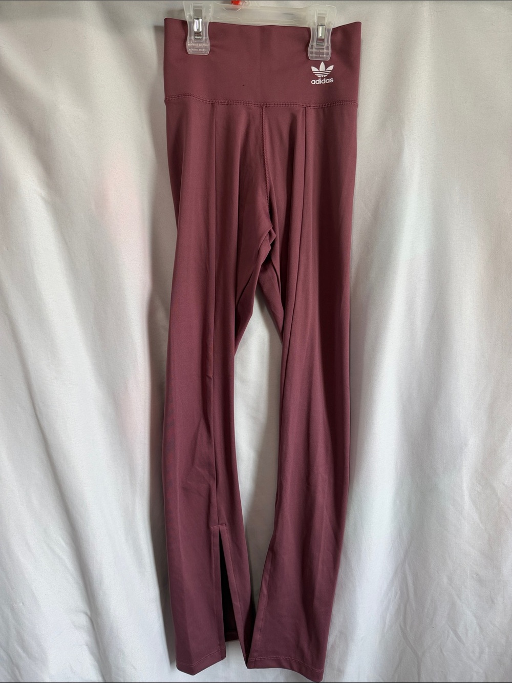 adidas Maroon High-Waist Leggings with Side Slits
